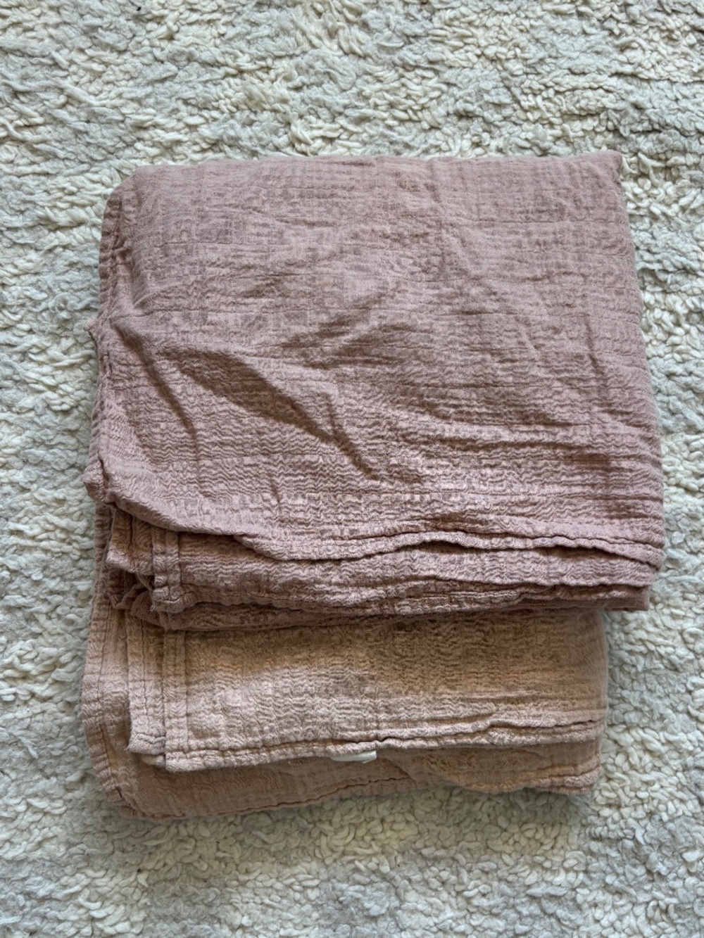 Mushie Muslin Large Swaddle Blankets or Burp Cloths Set Dusty Pink